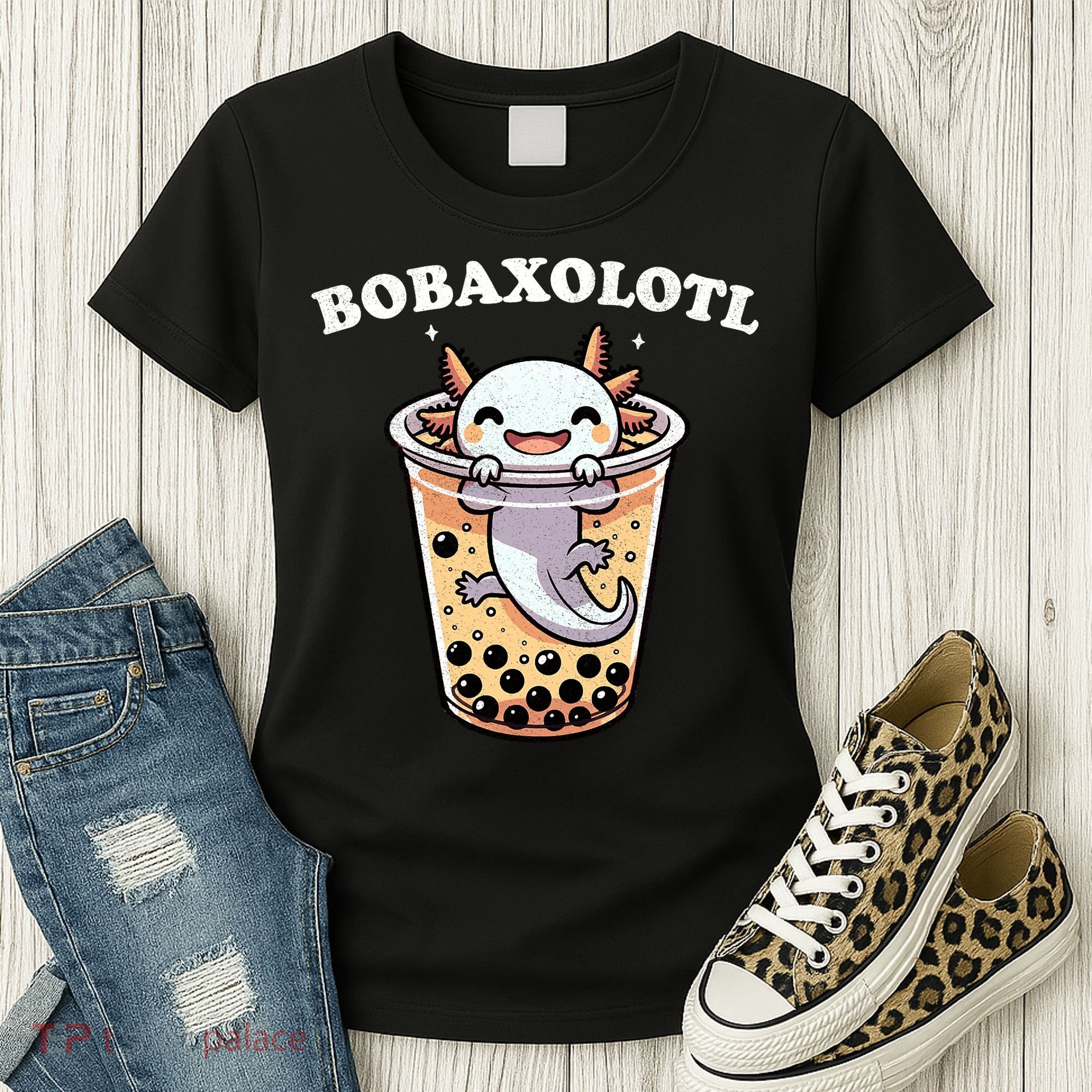 Axolotl Boba Tea Bubble Tea Milk Tea Anime Axolotl Funny Women's T-Shirt