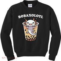 Axolotl Boba Tea Bubble Tea Milk Tea Anime Axolotl Funny Kids Sweatshirt thumb 0