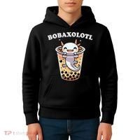 Axolotl Boba Tea Bubble Tea Milk Tea Anime Axolotl Funny Kids Hoodie thumb 4