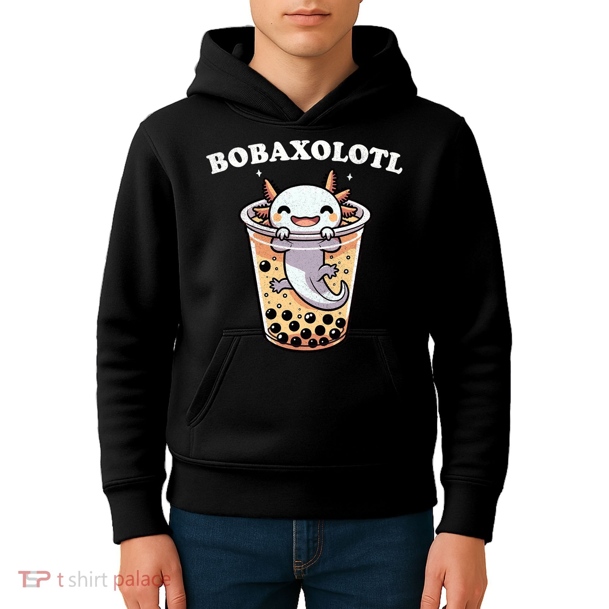 Axolotl Boba Tea Bubble Tea Milk Tea Anime Axolotl Funny Kids Hoodie