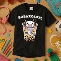 Axolotl Boba Tea Bubble Tea Milk Tea Anime Axolotl Funny Kids T-Shirt thumb 3