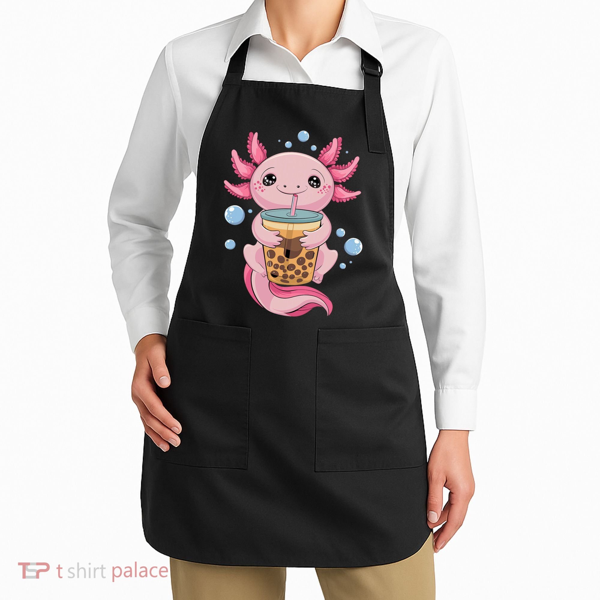 Axolotl Boba Tea Bubble Tea Kawaii Axolotl Apron