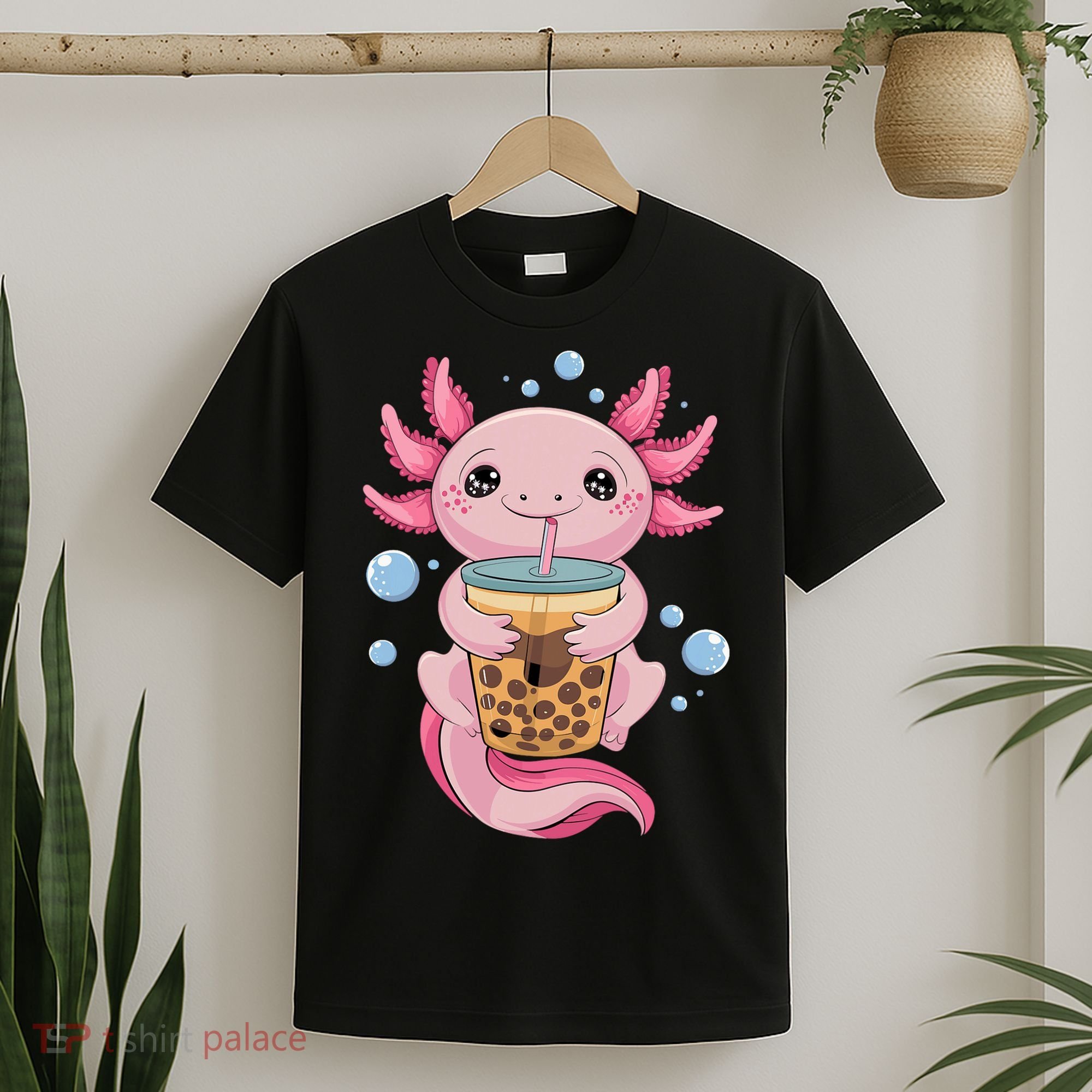 Axolotl Boba Tea Bubble Tea Kawaii Axolotl T-Shirt