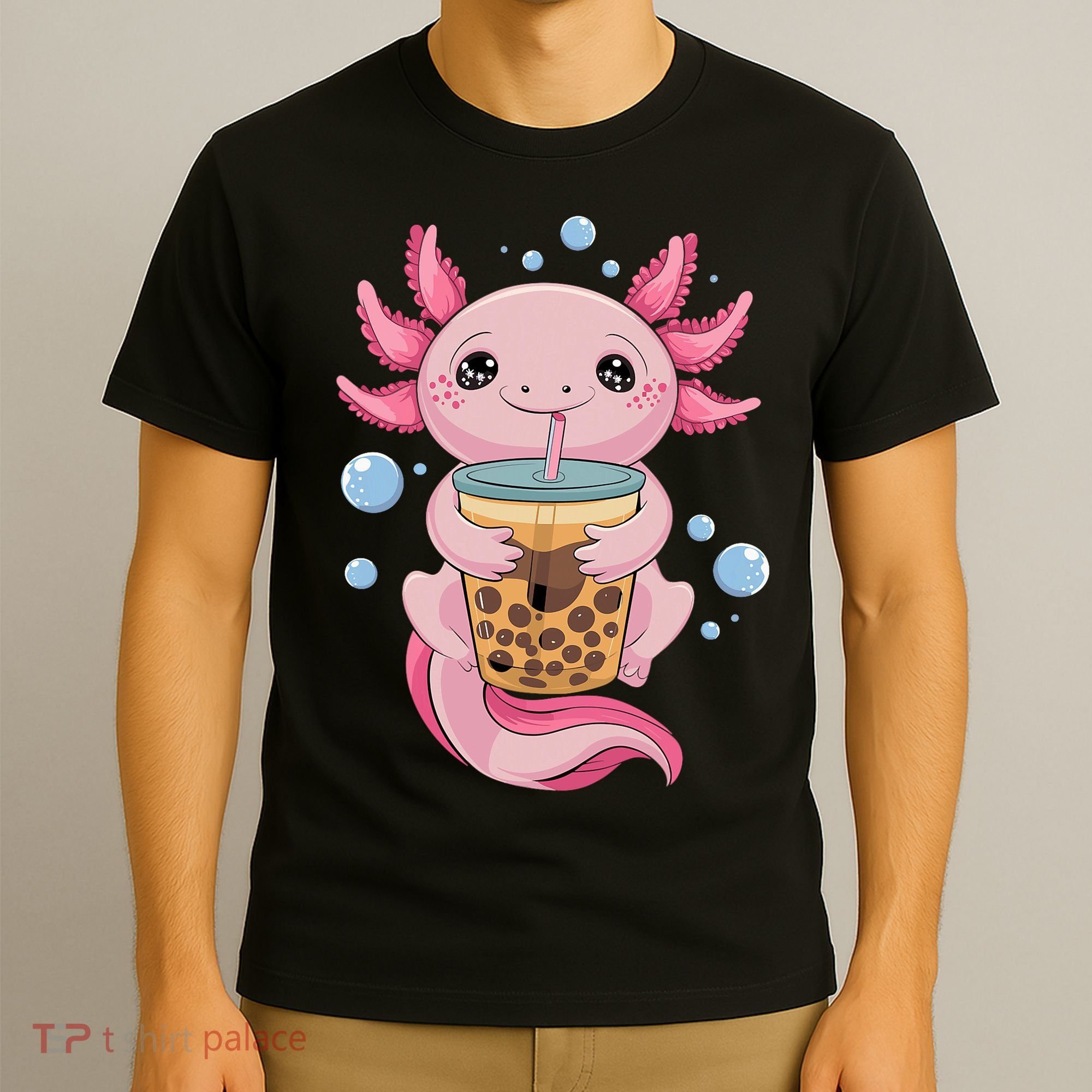 Axolotl Boba Tea Bubble Tea Kawaii Axolotl T-Shirt