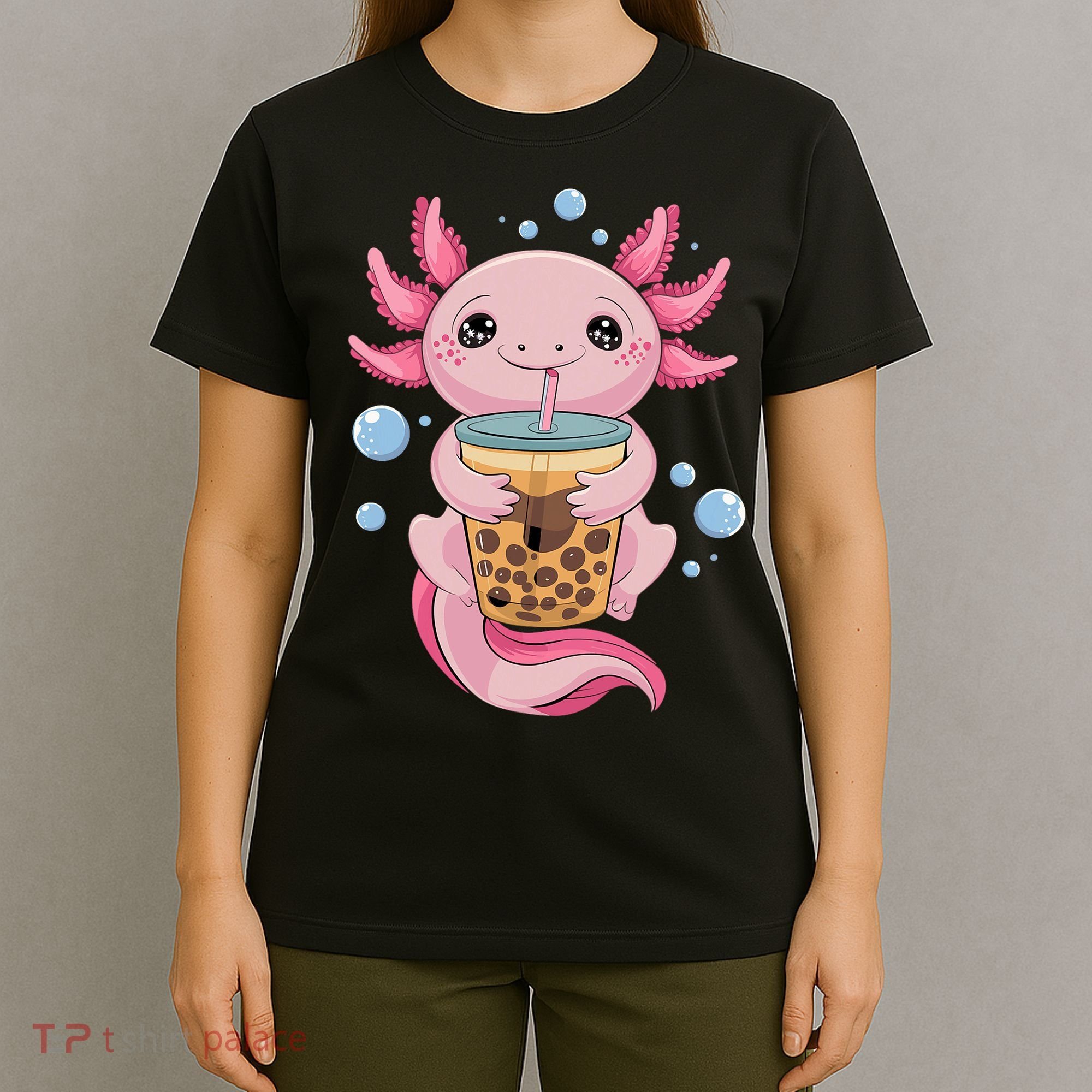 Axolotl Boba Tea Bubble Tea Kawaii Axolotl T-Shirt