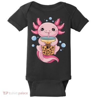 Axolotl Boba Tea Bubble Tea Kawaii Axolotl Baby Bodysuit
