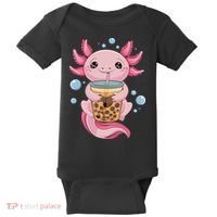 Axolotl Boba Tea Bubble Tea Kawaii Axolotl Baby Bodysuit thumb 0