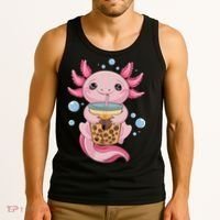 Axolotl Boba Tea Bubble Tea Kawaii Axolotl Tank Top thumb 3