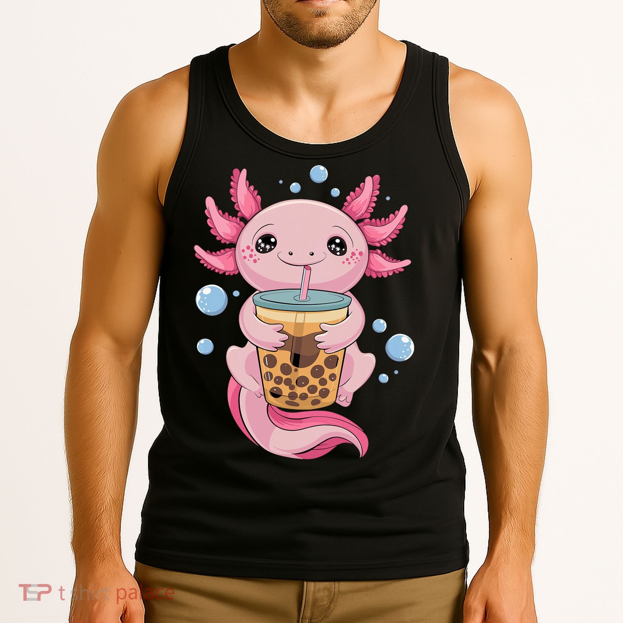 Axolotl Boba Tea Bubble Tea Kawaii Axolotl Tank Top