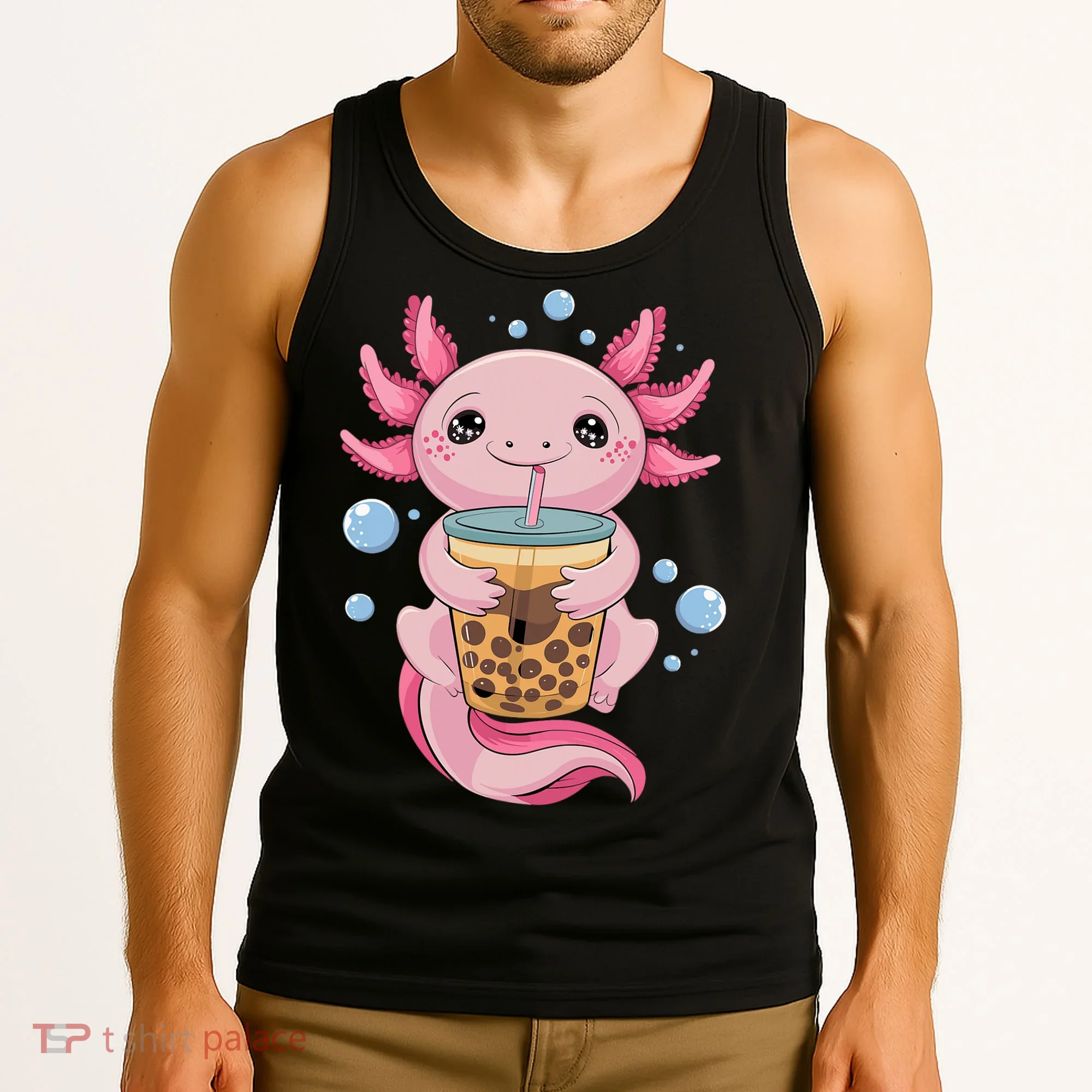 Axolotl Boba Tea Bubble Tea Kawaii Axolotl Tank Top