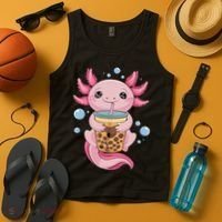 Axolotl Boba Tea Bubble Tea Kawaii Axolotl Tank Top thumb 4