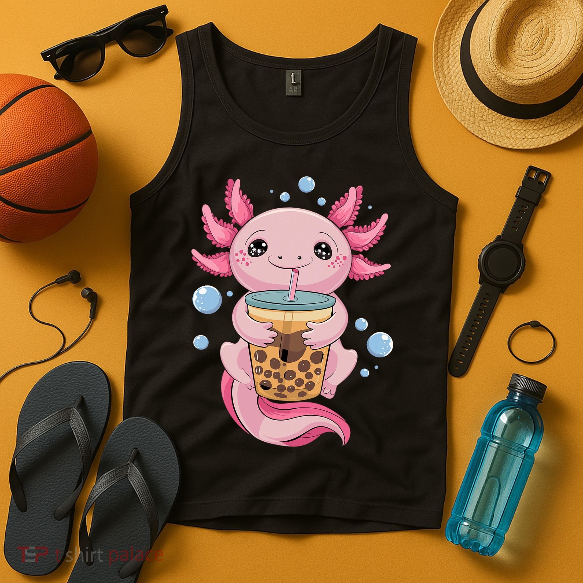 Axolotl Boba Tea Bubble Tea Kawaii Axolotl Tank Top