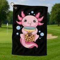 Axolotl Boba Tea Bubble Tea Kawaii Axolotl Golf Towel thumb 1