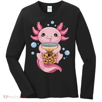 Axolotl Boba Tea Bubble Tea Kawaii Axolotl Women's Long Sleeve Shirt
