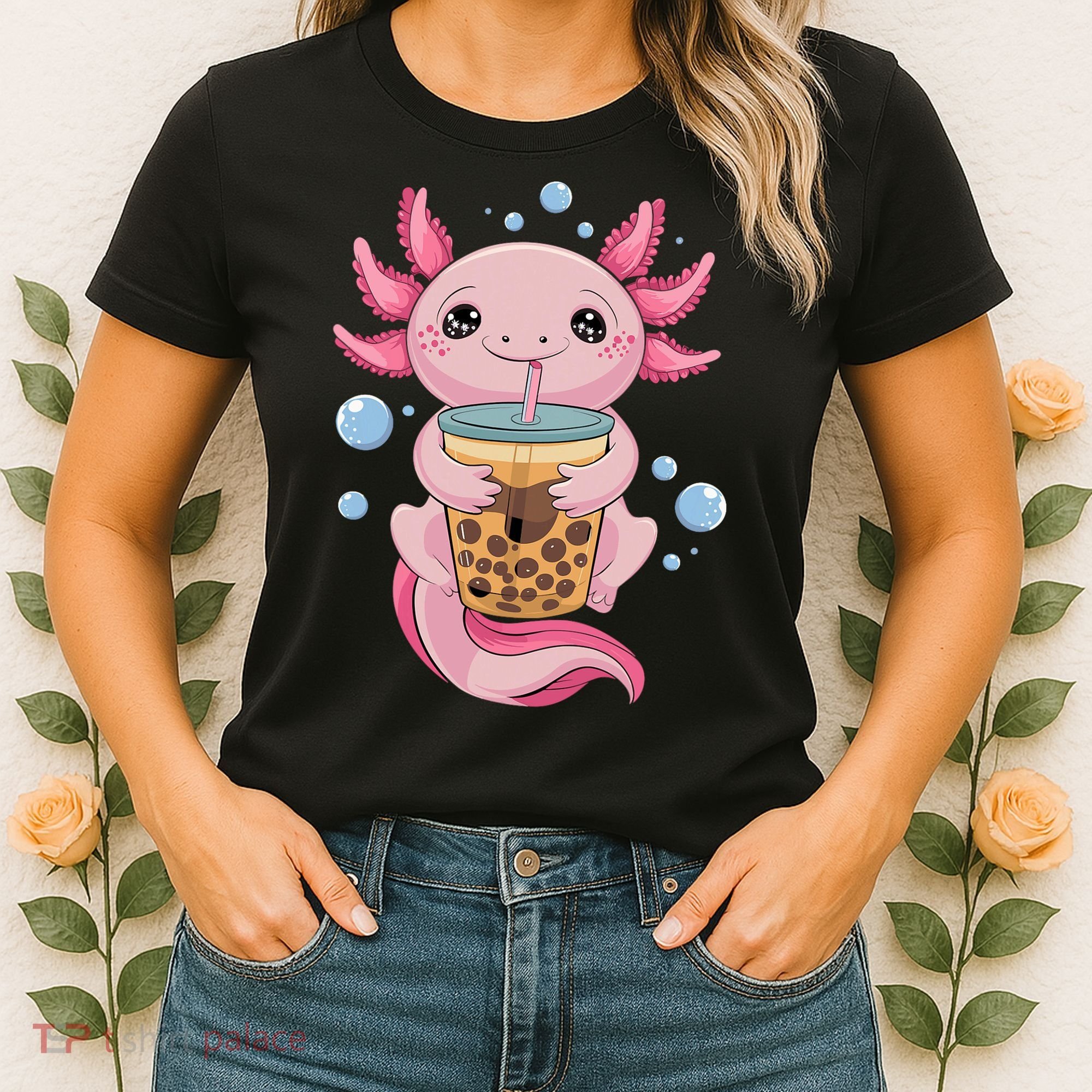 Axolotl Boba Tea Bubble Tea Kawaii Axolotl Women's T-Shirt