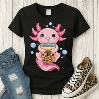 Axolotl Boba Tea Bubble Tea Kawaii Axolotl Women's T-Shirt thumb 3