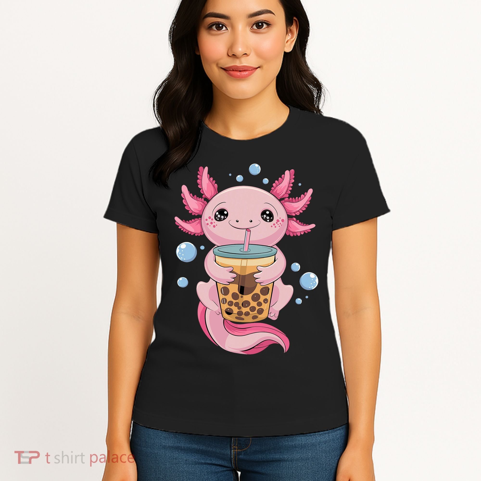 Axolotl Boba Tea Bubble Tea Kawaii Axolotl Women's T-Shirt