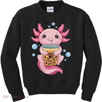 Axolotl Boba Tea Bubble Tea Kawaii Axolotl Kids Sweatshirt