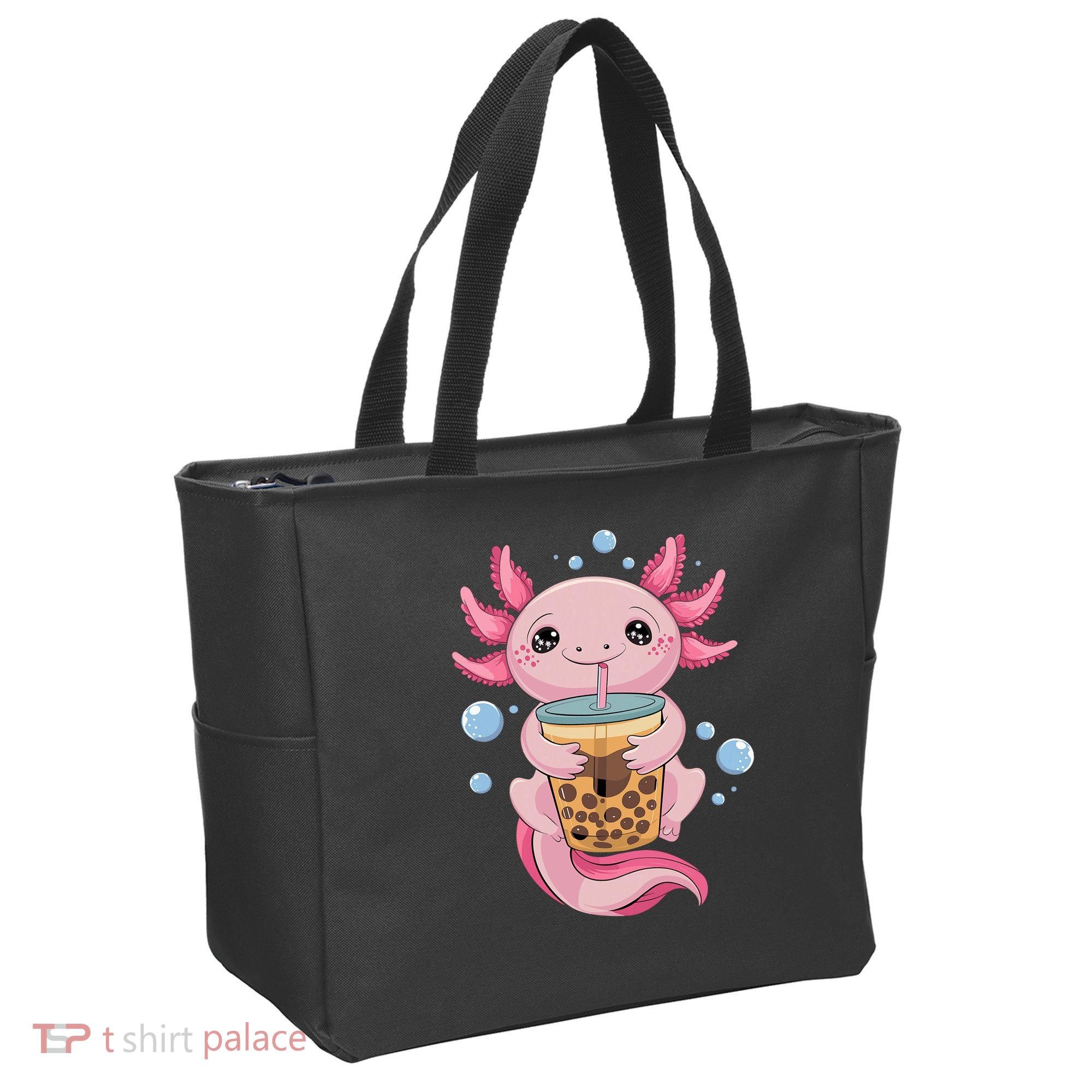 Axolotl Boba Tea Bubble Tea Kawaii Axolotl Tote Bag