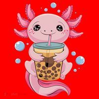 Axolotl Boba Tea Bubble Tea Kawaii Axolotl Santa Hat thumb 1