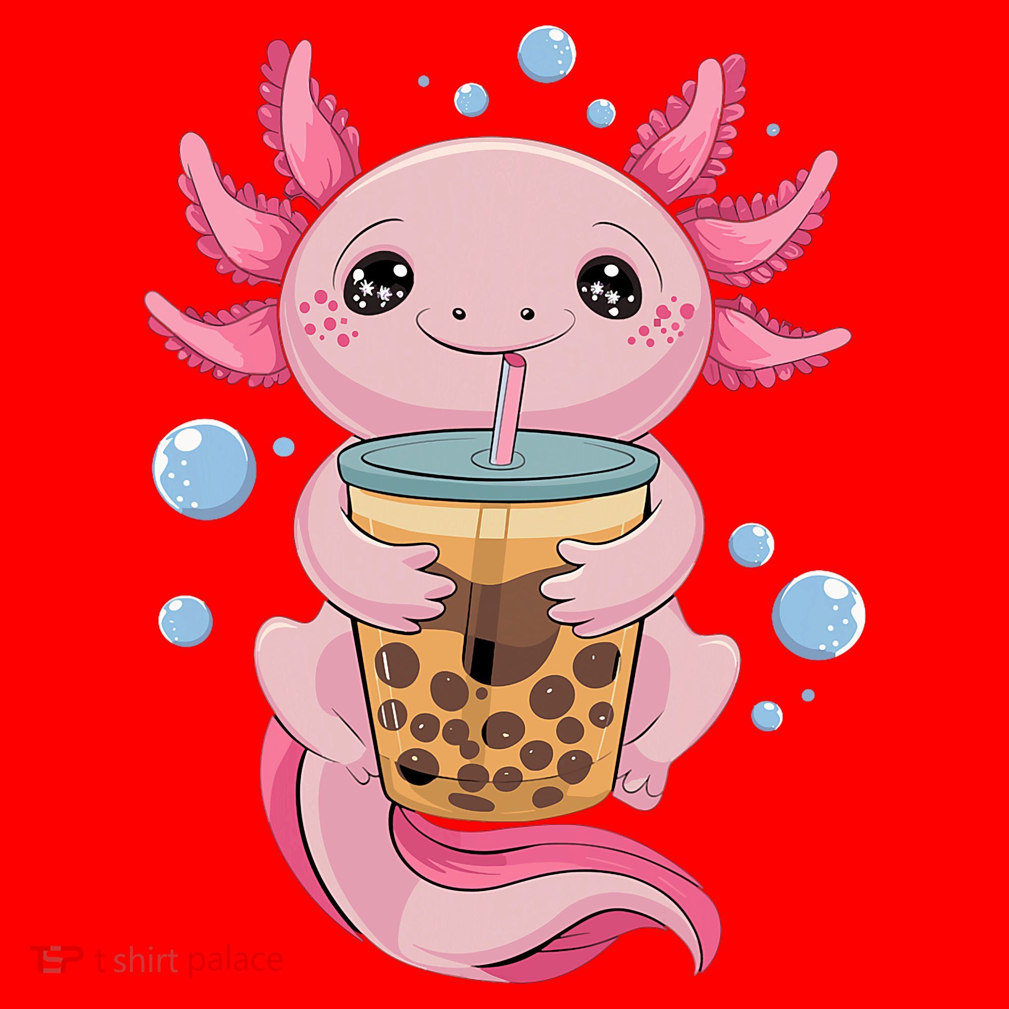 Axolotl Boba Tea Bubble Tea Kawaii Axolotl Santa Hat