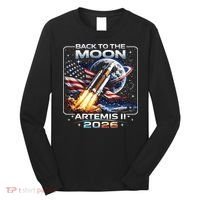 Artemis Back To The Moon 2026 USA Flag Long Sleeve Shirt thumb 0