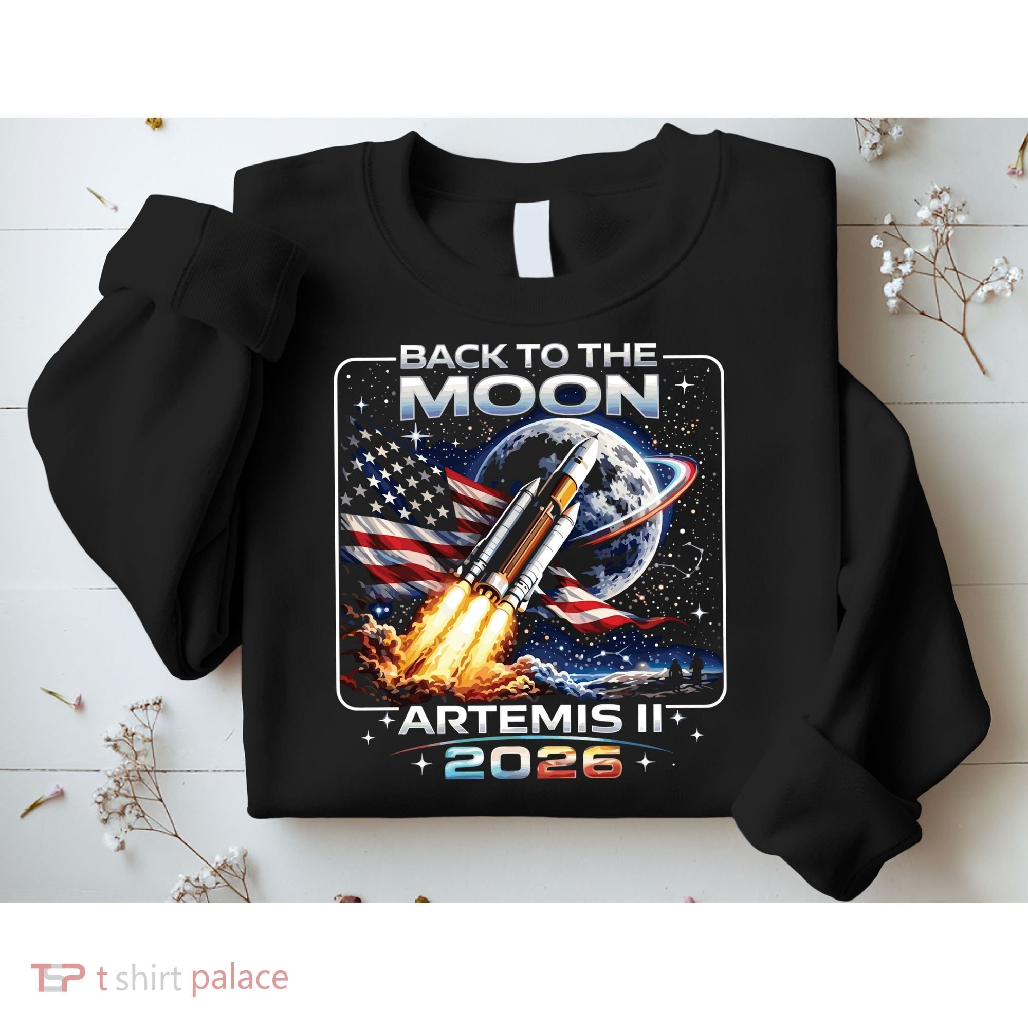 Artemis Back To The Moon 2026 USA Flag Sweatshirt