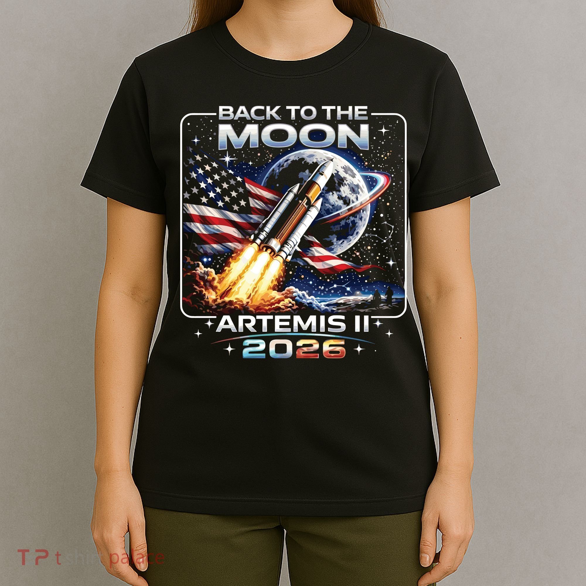 Artemis Back To The Moon 2026 USA Flag T-Shirt