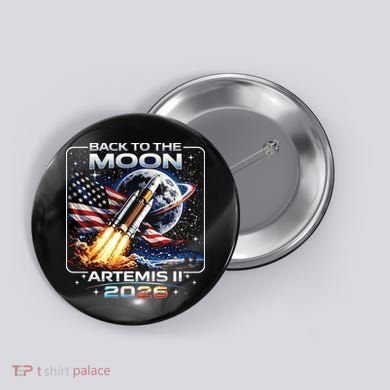 Artemis Back To The Moon 2026 USA Flag Button
