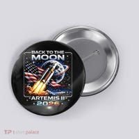 Artemis Back To The Moon 2026 USA Flag Button thumb 0