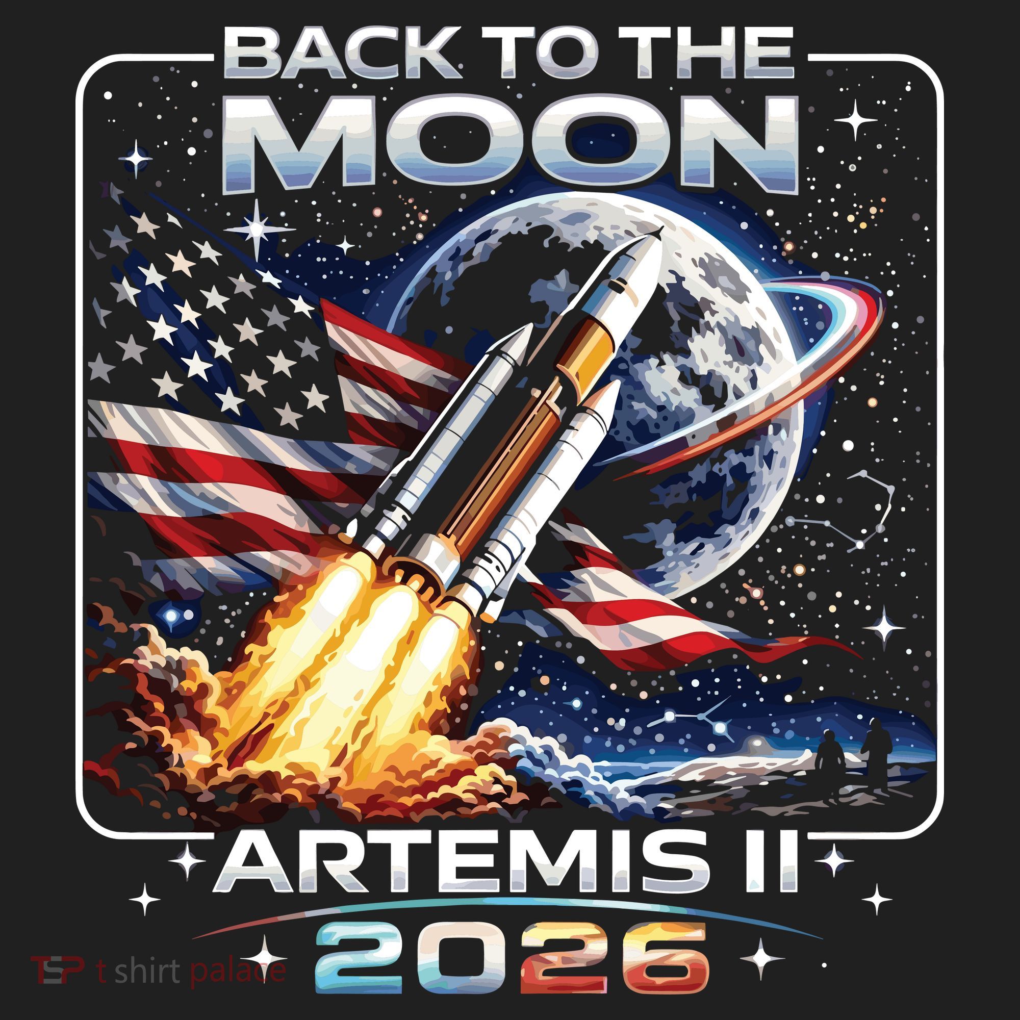 Artemis Back To The Moon 2026 USA Flag Tumbler