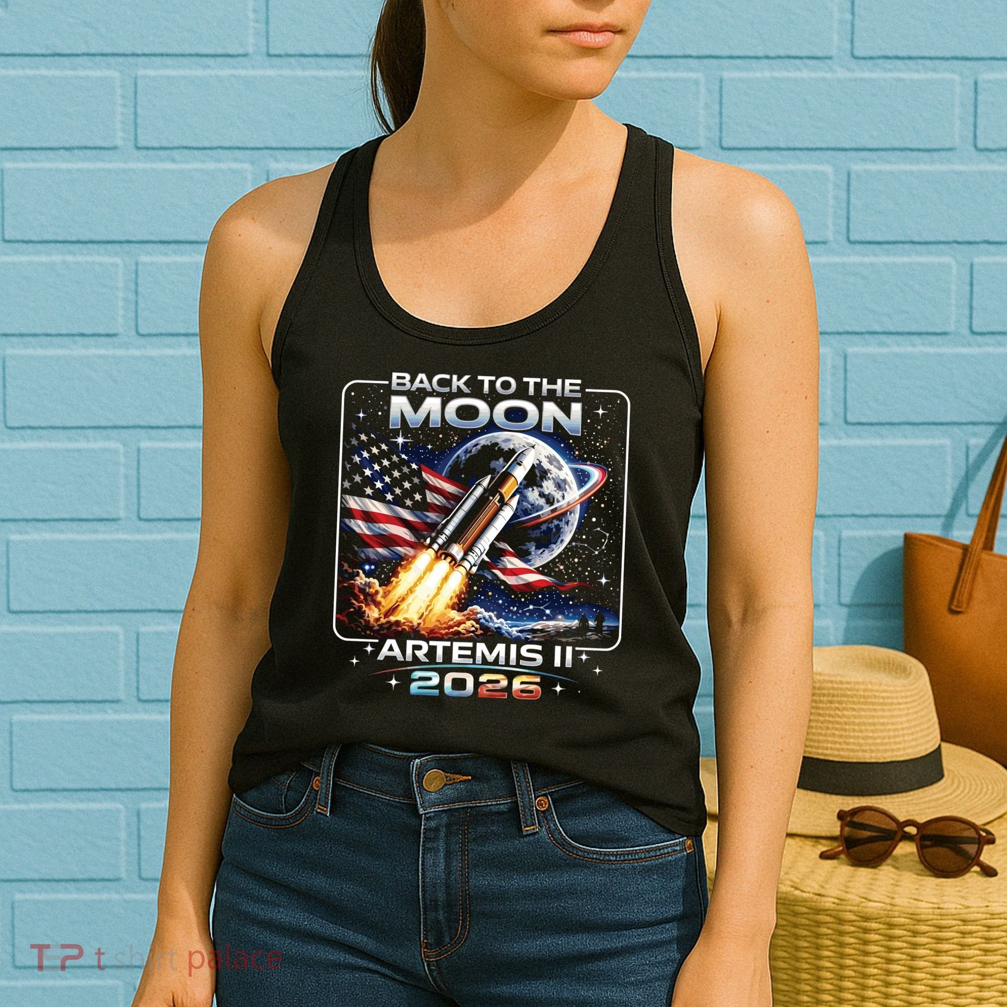 Artemis Back To The Moon 2026 USA Flag Women's Tank Top