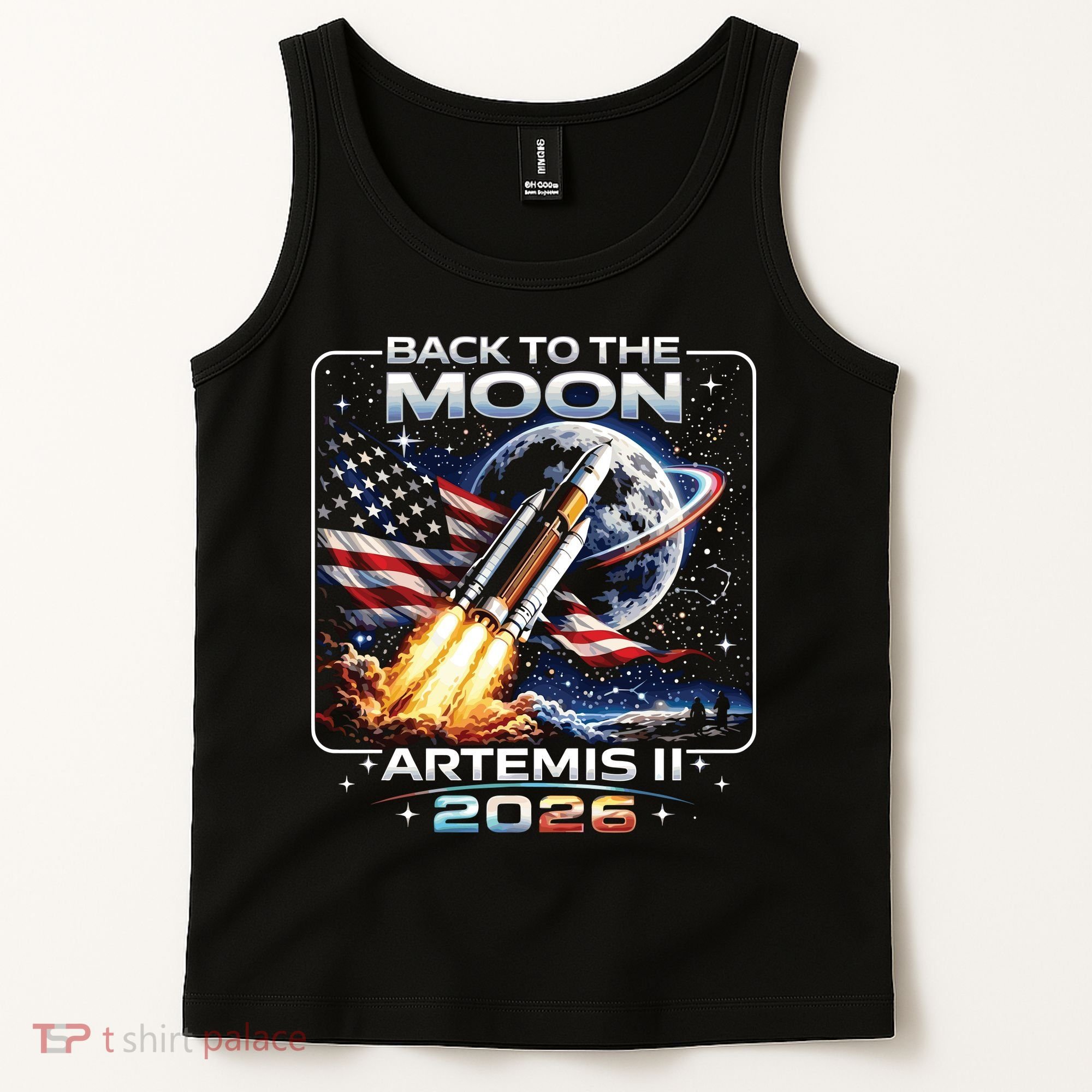 Artemis Back To The Moon 2026 USA Flag Tank Top