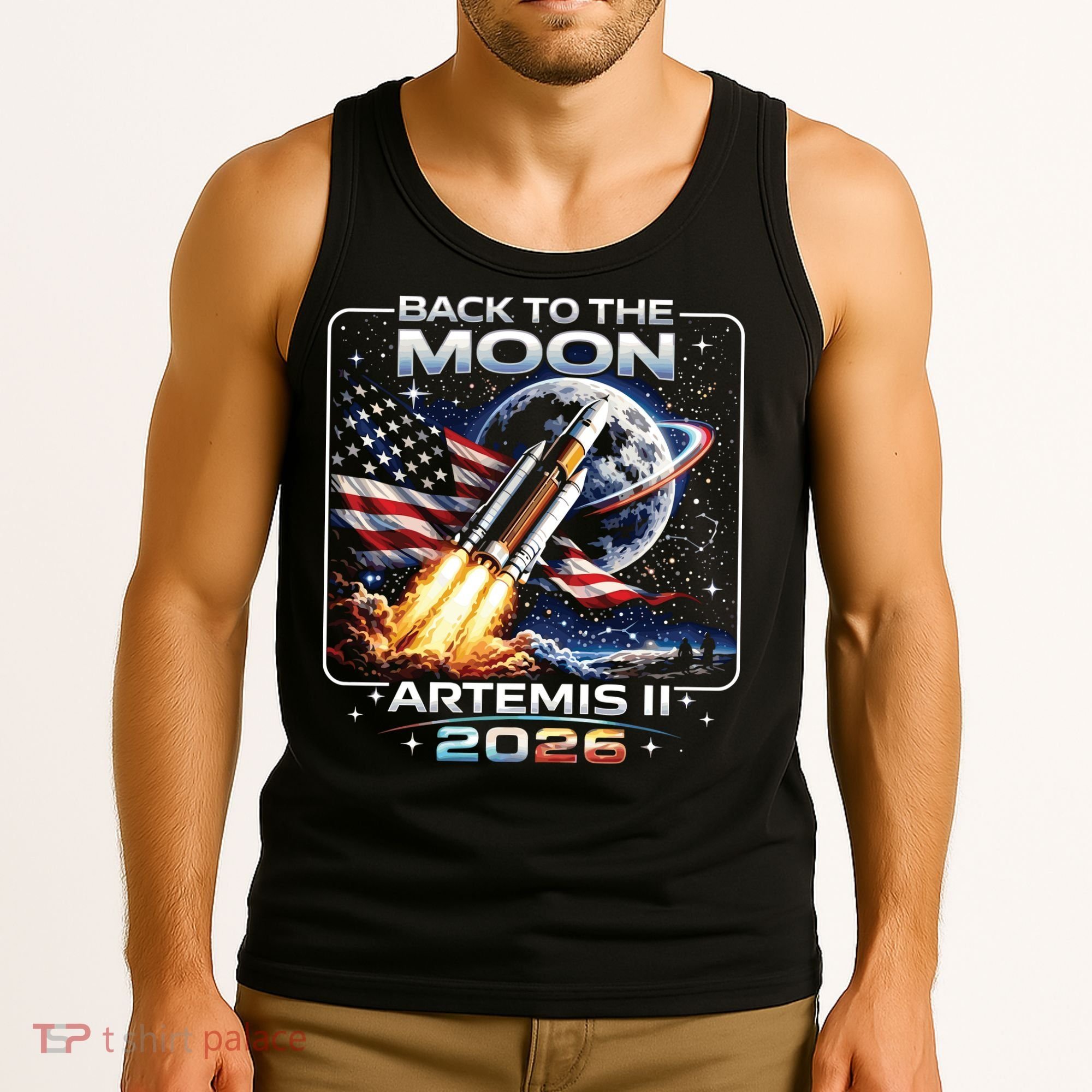 Artemis Back To The Moon 2026 USA Flag Tank Top