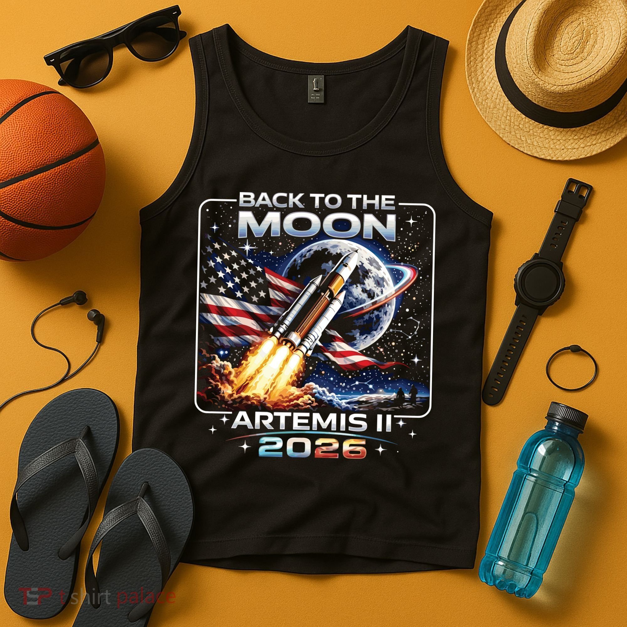Artemis Back To The Moon 2026 USA Flag Tank Top