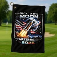 Artemis Back To The Moon 2026 USA Flag Golf Towel thumb 1