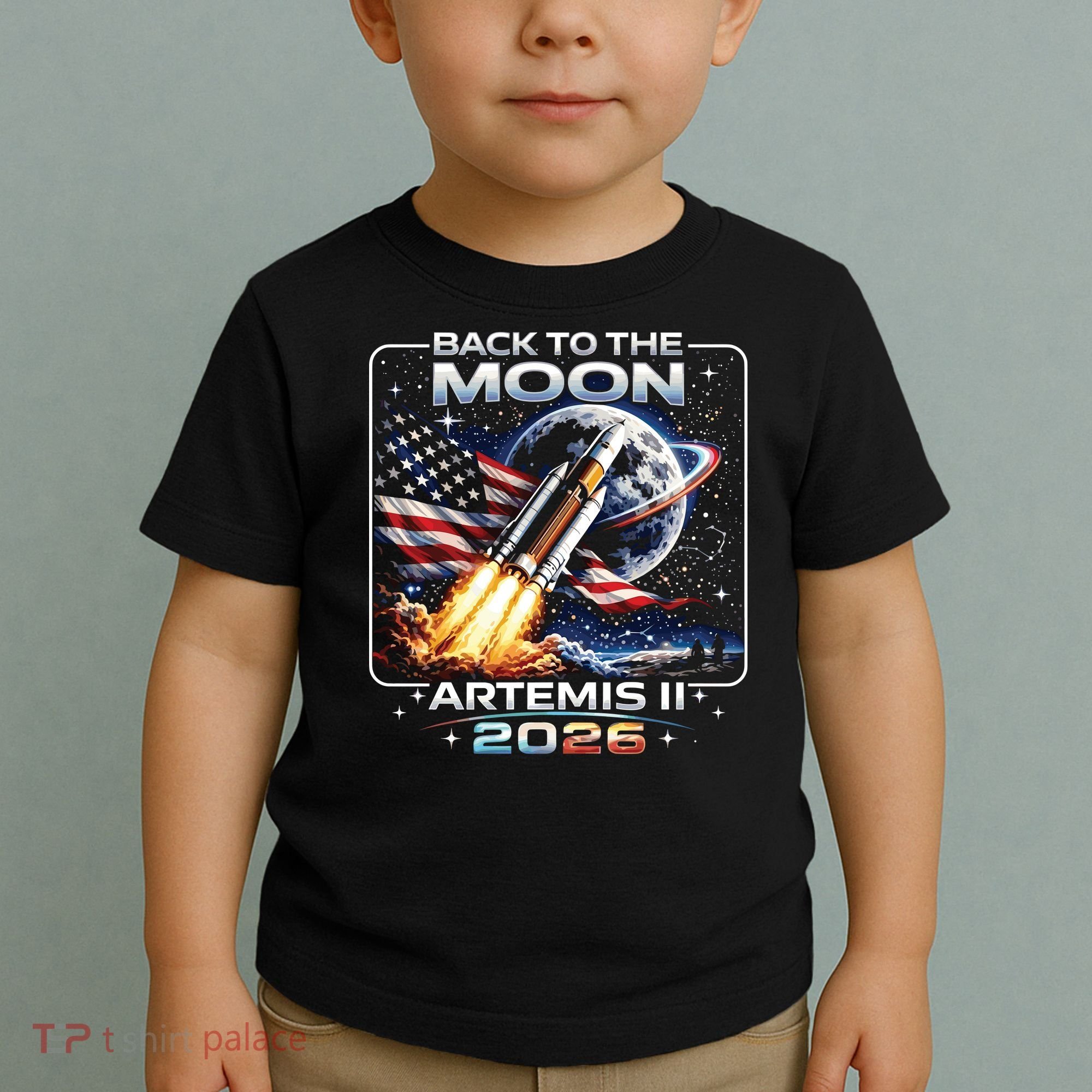 Artemis Back To The Moon 2026 USA Flag Toddler T-Shirt