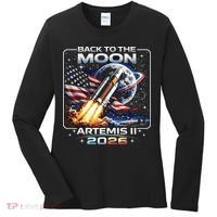 Artemis Back To The Moon 2026 USA Flag Women's Long Sleeve Shirt thumb 0