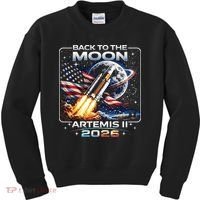 Artemis Back To The Moon 2026 USA Flag Kids Sweatshirt thumb 0