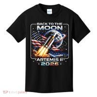 Artemis Back To The Moon 2026 USA Flag Kids T-Shirt thumb 0