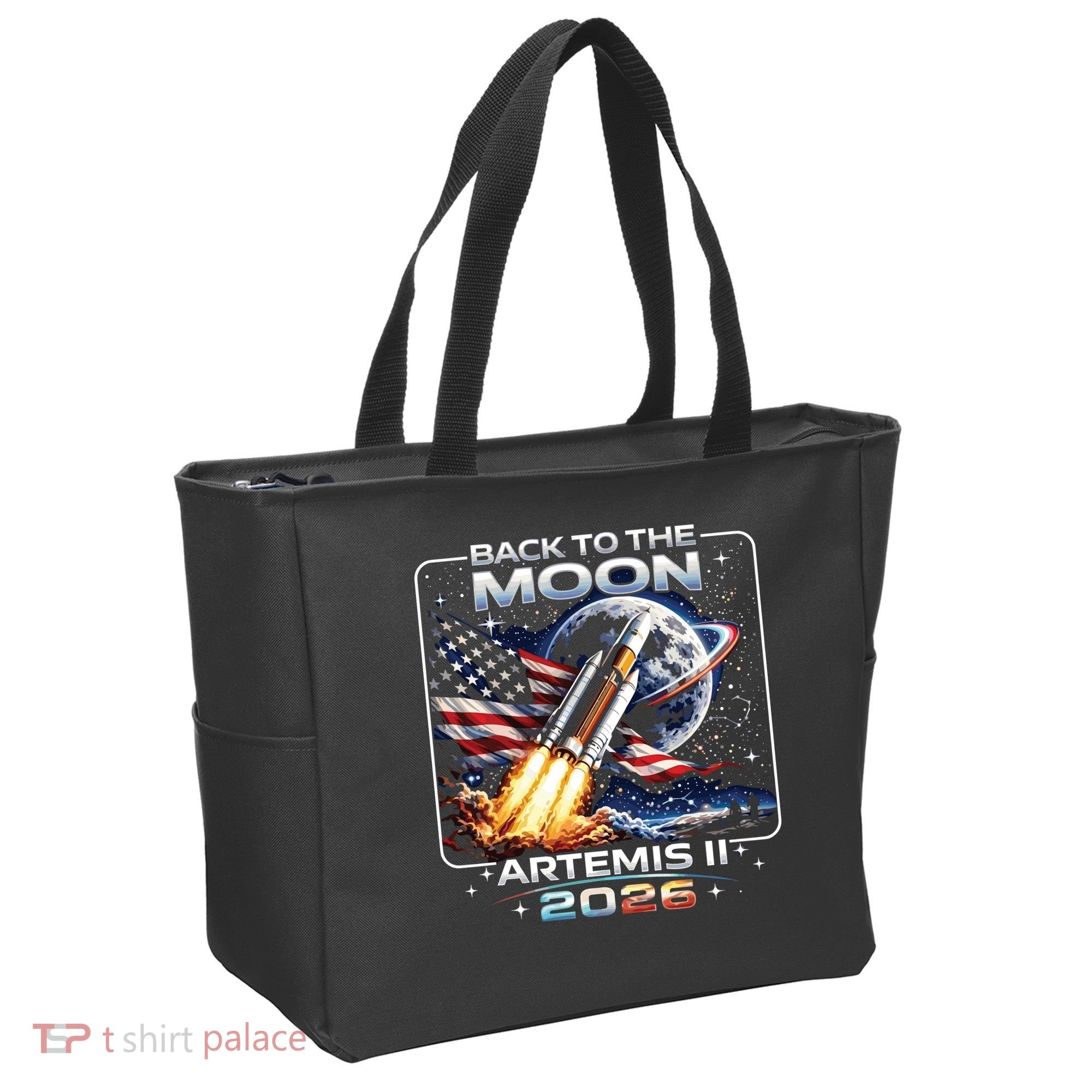 Artemis Back To The Moon 2026 USA Flag Tote Bag