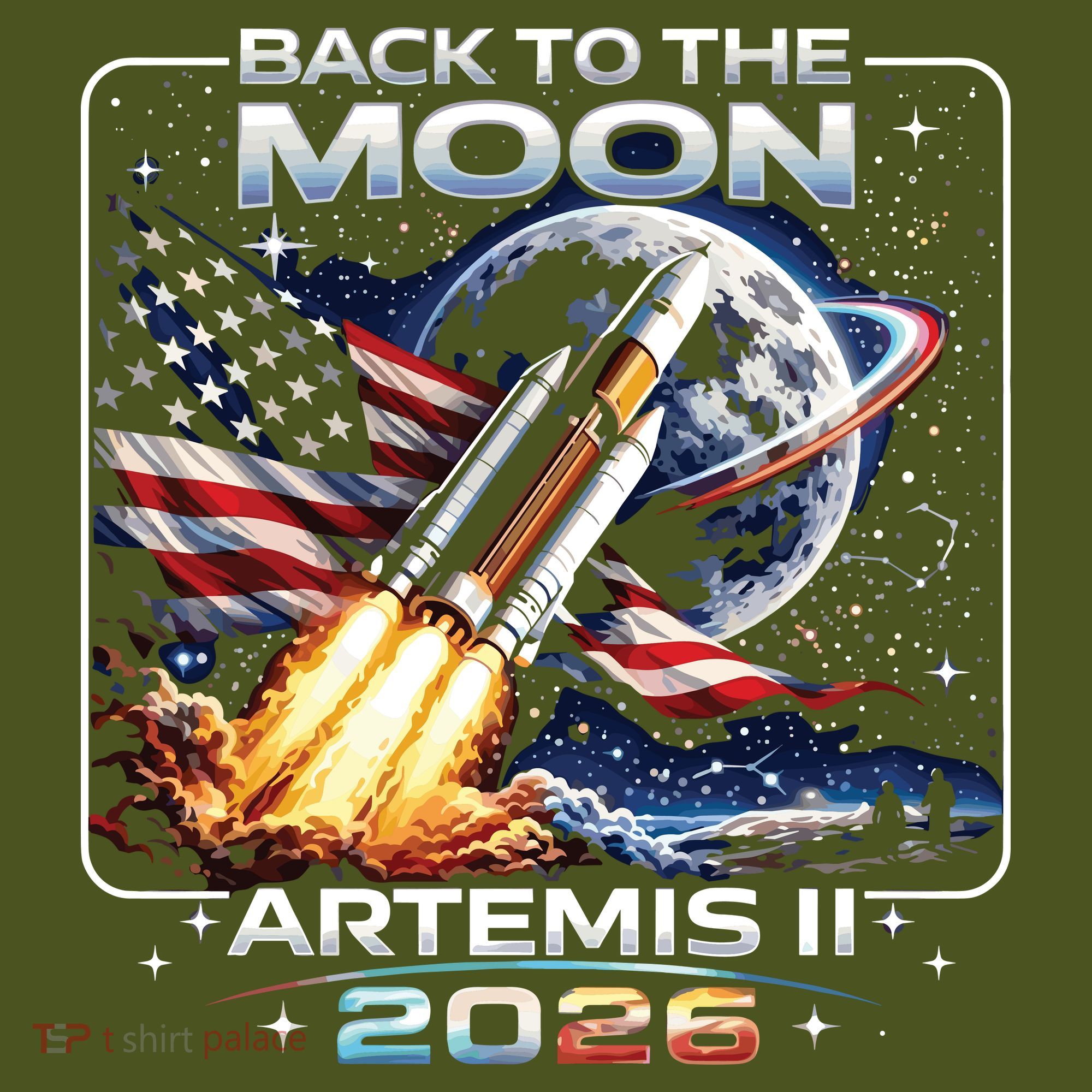 Artemis Back To The Moon 2026 USA Flag The Baniff Cuffed Pom Beanie