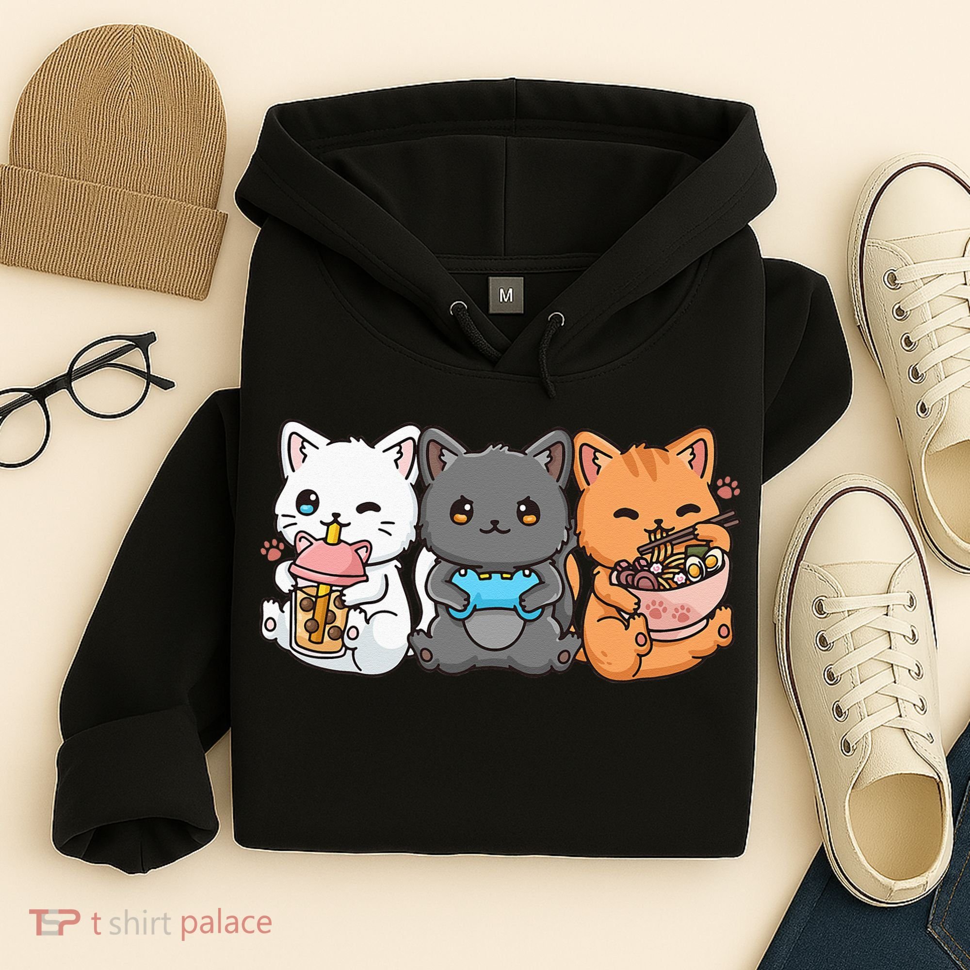 Anime Boba Tea Bubble Tea Gaming Gamer Ramen Cat Hoodie