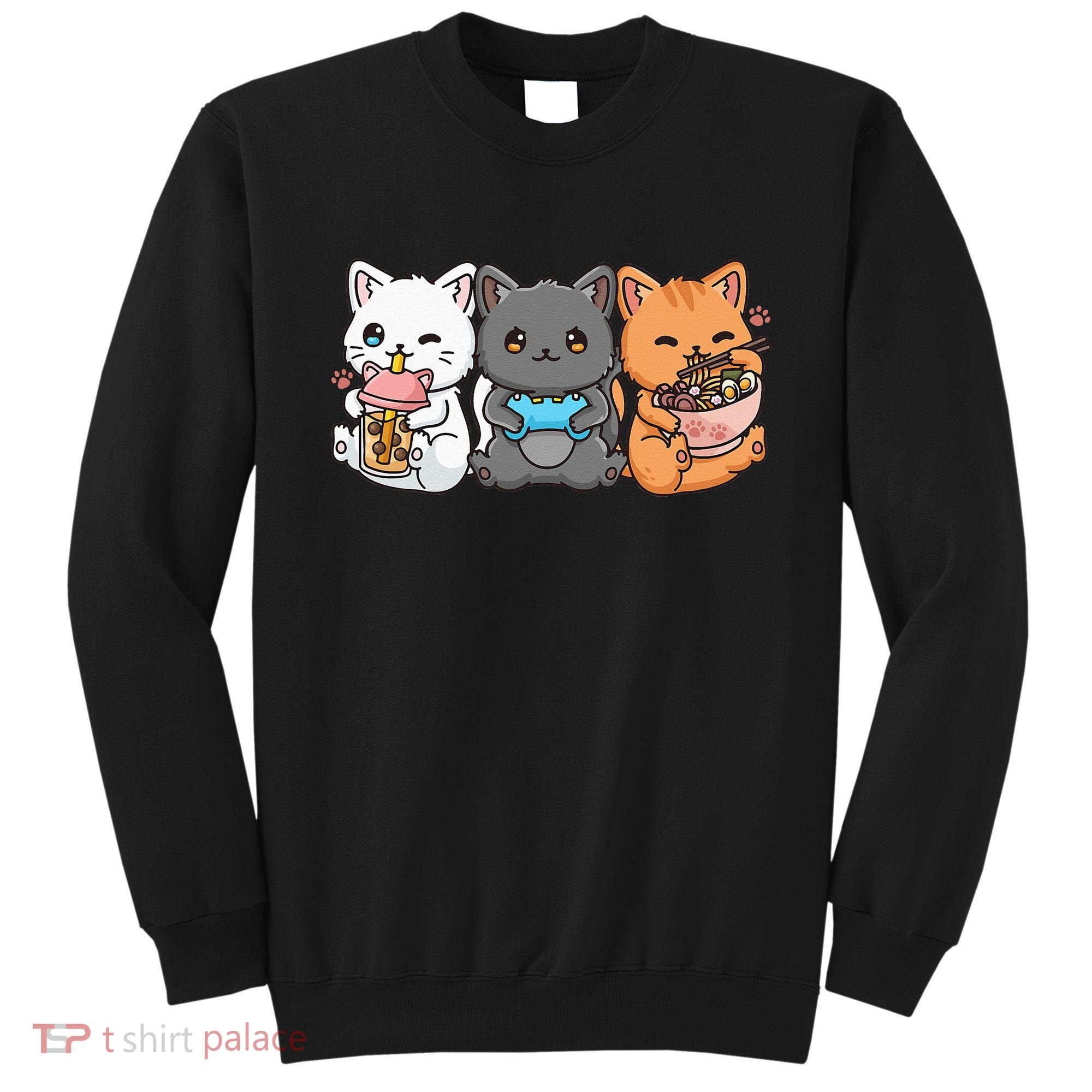 Anime Boba Tea Bubble Tea Gaming Gamer Ramen Cat Sweatshirt