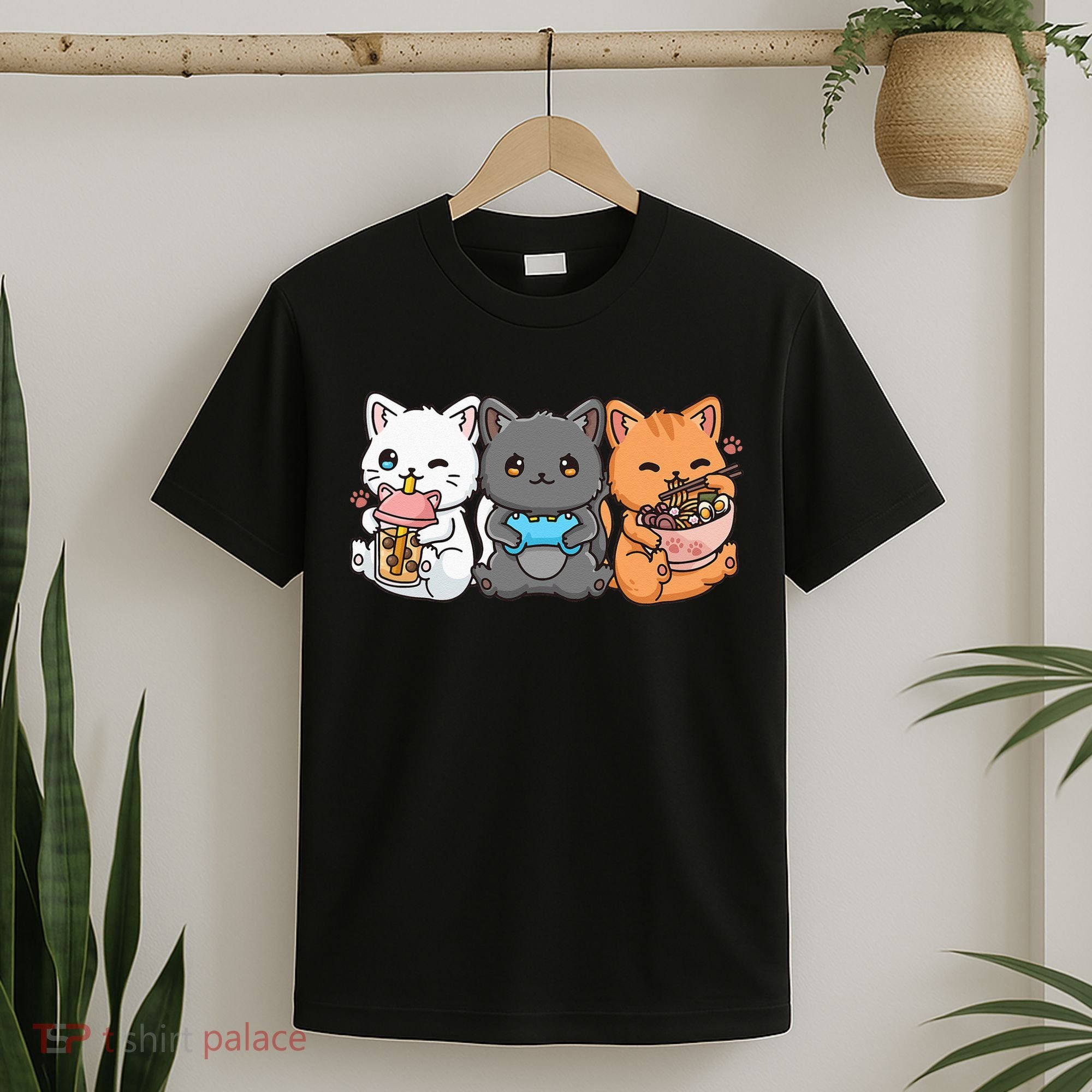 Anime Boba Tea Bubble Tea Gaming Gamer Ramen Cat T-Shirt
