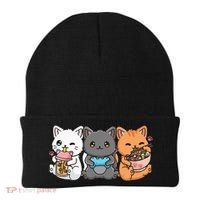Anime Boba Tea Bubble Tea Gaming Gamer Ramen Cat Beanie thumb 0