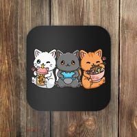 Anime Boba Tea Bubble Tea Gaming Gamer Ramen Cat Coaster thumb 0