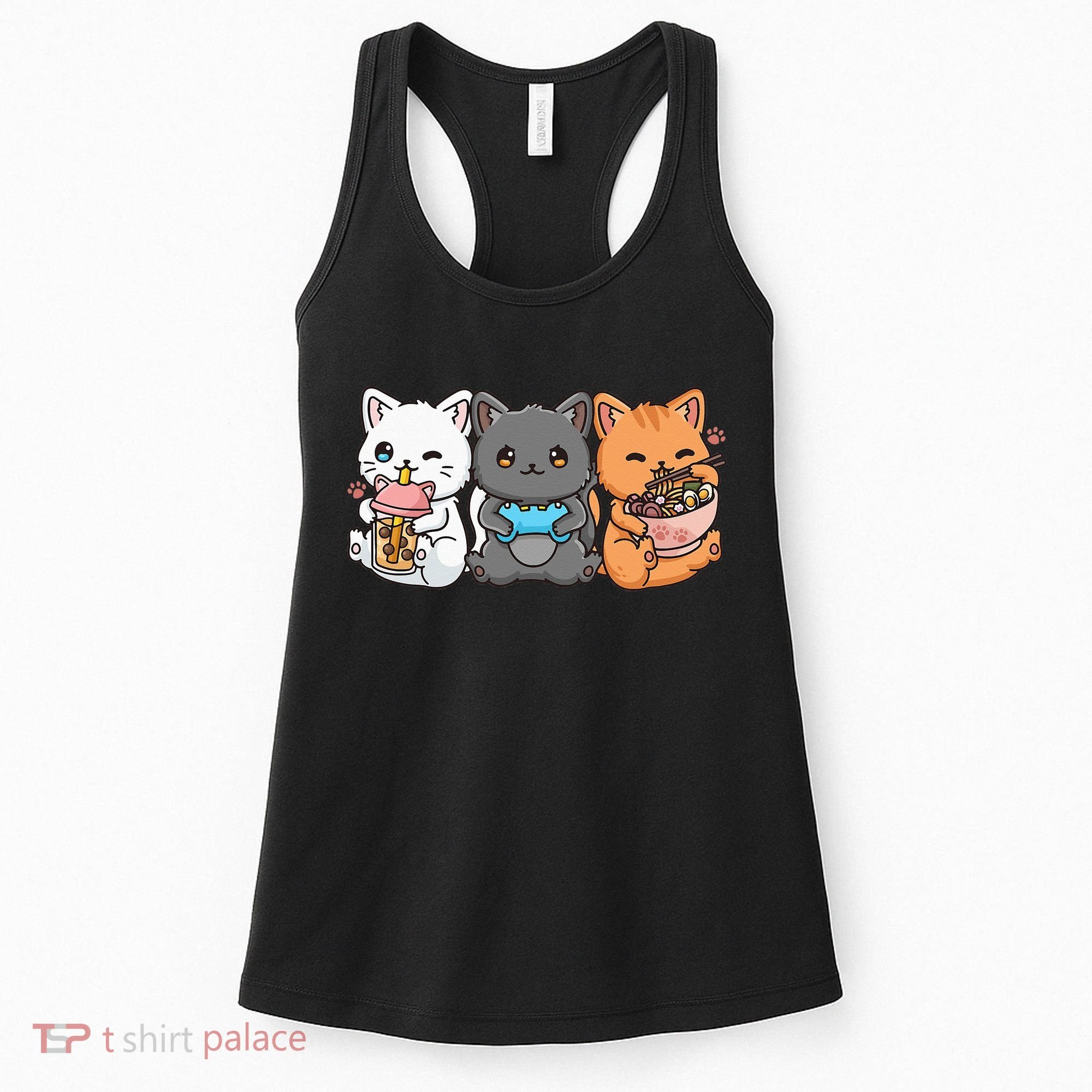 Anime Boba Tea Bubble Tea Gaming Gamer Ramen Cat Women's Tank Top