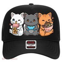 Anime Boba Tea Bubble Tea Gaming Gamer Ramen Cat Hat thumb 0