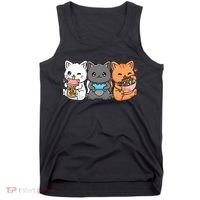 Anime Boba Tea Bubble Tea Gaming Gamer Ramen Cat Tank Top thumb 0